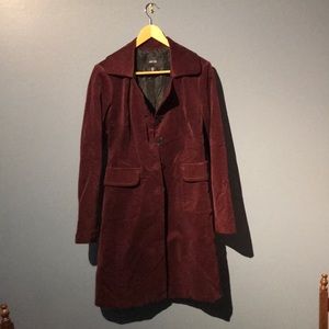 Burgundy Jacob brand buttoned long coat